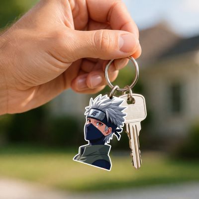 Kakashi Hatake Acrylic Anime & Cartoon Theme Keychain For Bike & Car Birthday Return Gift For Kids Gift For Girls & Boys